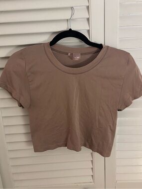 Aritzia Sunday Best Cropped Tee - Taupe